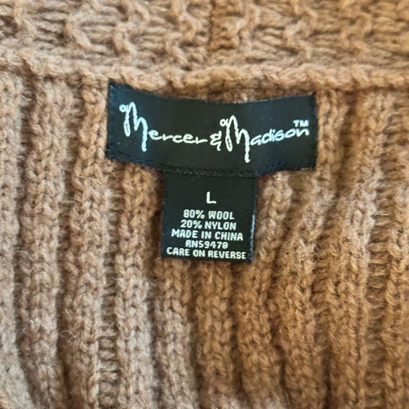 Sz L Mercer & Madison wool blend open front shirt sleeve cardigan sweater rust - Picture 2 of 7